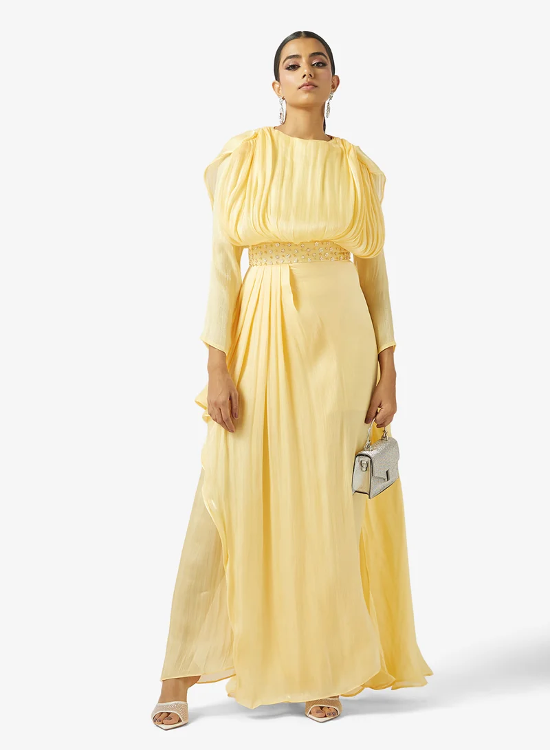 Namshi x  drapped dress with embellished waist for Women | Best Price UAE